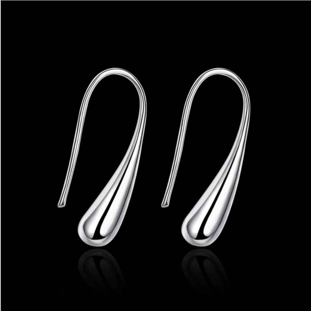 925 Silver Water Drop Earrings - Picture 9 of 11
